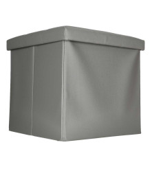 Taburet Pliabil Gri cu Spatiu de Depozitare 39L Piele Ecologica 38x38x36 cm