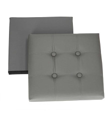 Taburet Pliabil Gri cu Spatiu de Depozitare 39L Piele Ecologica 38x38x36 cm