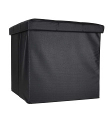 Taburet Pliabil Negru cu Spatiu de Depozitare 39L Piele Ecologica 38x38x36 cm