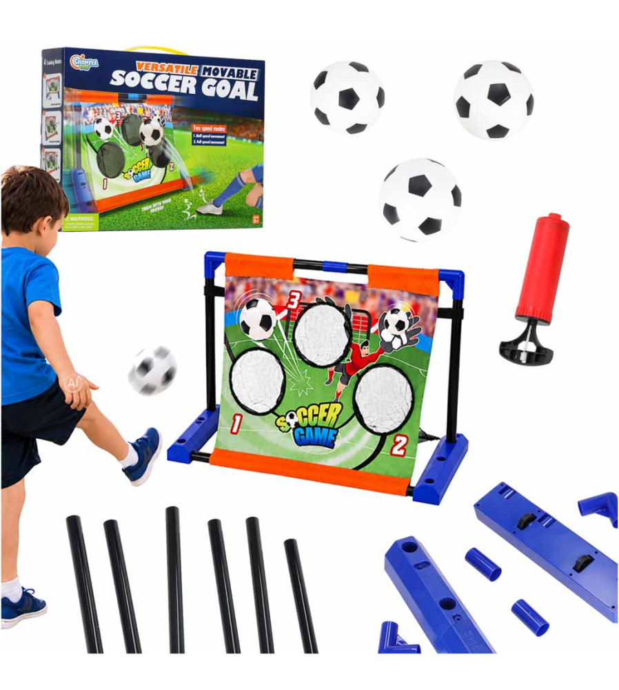 Poarta Fotbal pentru Copii cu 3 Tinte Ajustabile 120x85x50 cm Minge si Pompa