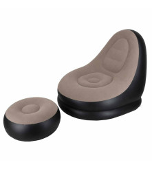 Fotoliu Gonflabil 2in1 cu Taburet Inclus 116x98x83 cm Sezlong de Relaxare Maro-Negru