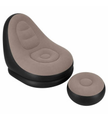 Fotoliu Gonflabil 2in1 cu Taburet Inclus 116x98x83 cm Sezlong de Relaxare Maro-Negru