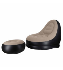 Fotoliu Gonflabil 2in1 cu Taburet Inclus 116x98x83 cm Sezlong de Relaxare Maro-Negru