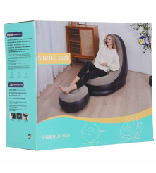 Fotoliu Gonflabil 2in1 cu Taburet Inclus 116x98x83 cm Sezlong de Relaxare Maro-Negru