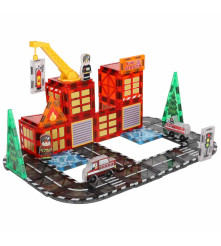 Blocuri Magnetice 3D Pompieri 48 Piese Joc Constructie STEM pentru Copii