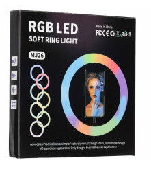 Lampa Circulara LED RGB 26 cm cu Stativ si Suport Telefon pentru Selfie Video Live