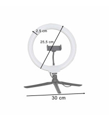 Lampa Circulara LED RGB 26 cm cu Stativ si Suport Telefon pentru Selfie Video Live