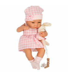 Papusa Bebelus 38 cm cu Marsupiu Iepuras Suzeta si Accesorii Roz