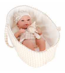 Papusa Bebelus 38 cm cu Marsupiu Iepuras Suzeta si Accesorii Bej