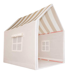 Cort de Joaca pentru Copii 128x120x105 cm Pliabil Maro/Crem cu Dungi
