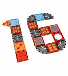 Blocuri Magnetice 3D Pompieri 92 Piese cu 2 Masini Set Constructie STEM pentru Copii