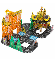 Blocuri Magnetice 3D Utilaje Constructii 92 Piese Portocaliu Set STEM Copii