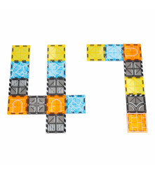 Blocuri Magnetice 3D Utilaje Constructii 92 Piese Portocaliu Set STEM Copii