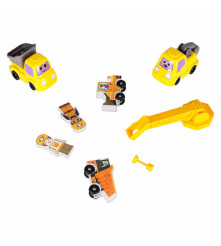 Blocuri Magnetice 3D Utilaje Constructii 92 Piese Portocaliu Set STEM Copii