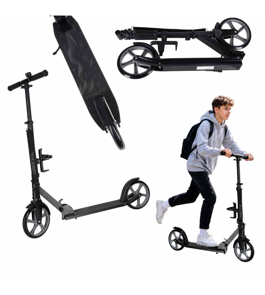 Trotineta Urbana Pliabila Trike Fix Negru-Gri Roti 200 mm ABEC-7
