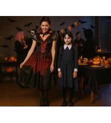 Costum Vampir Gothic pentru Adulti, Rochie si Guler, Marimea S