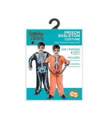 Costum carnaval Reversibila Schelet Prizonier 120/130 cm (7-8 ani) pentru Copii