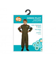 Costum carnaval Pilot Verde pentru Copii 110/120 cm (5-6 ani)