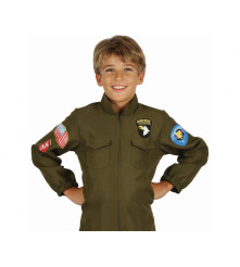 Costum carnaval Pilot Verde pentru Copii 110/120 cm (5-6 ani)