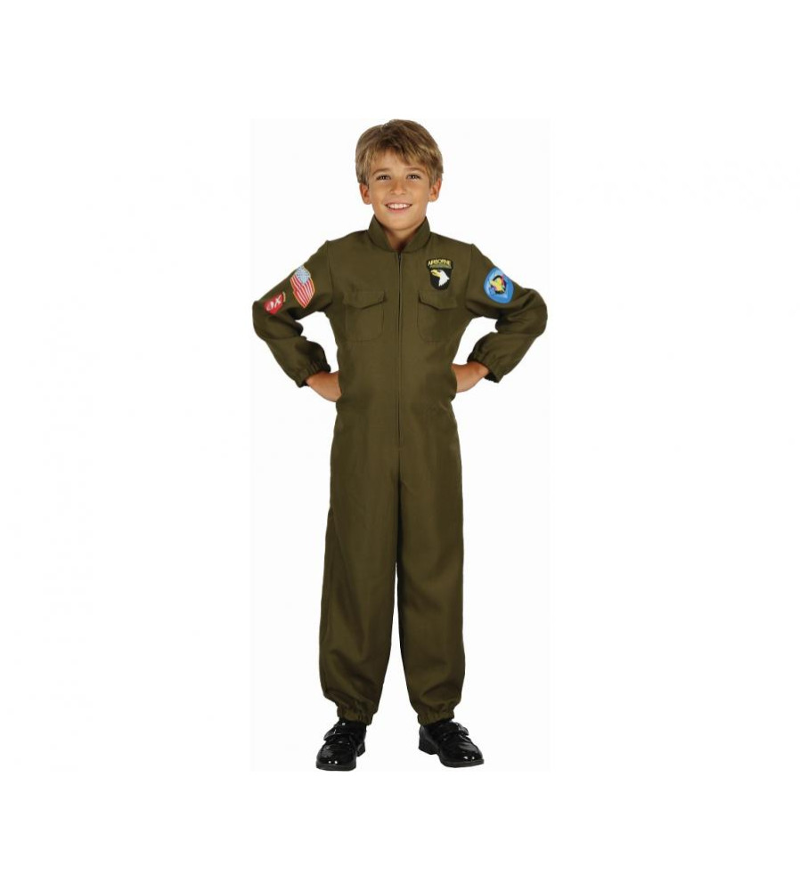 Costum carnaval Pilot Verde pentru Copii 110/120 cm (5-6 ani)