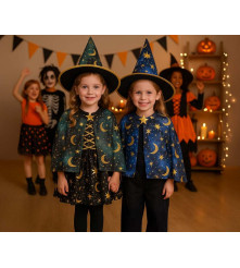 Costum Vrajitor Verde pentru Copii marime 92/104 cm (3-4 ani)