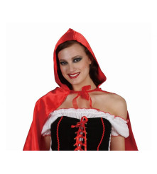 Costum Scufita Rosie pentru Adulti, Rochie Sort si Pelerina cu Gluga, Marimea M