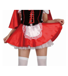 Costum Scufita Rosie pentru Adulti, Rochie Sort si Pelerina cu Gluga, Marimea M