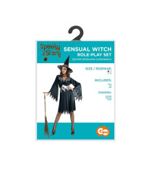 Costum pentru adulti Vrajitoare Senzuala, Rochie Palrie si Curea marime S