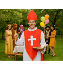 Costum Episcop pentru Adulti cu Roba, Palarie si Curea Marimea 52