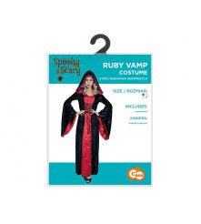 Costum Vampir Rosu pentru Adulti Rochie cu Gluga Marime S