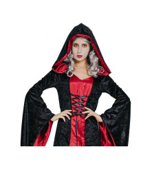 Costum Vampir Rosu pentru Adulti Rochie cu Gluga Marime S