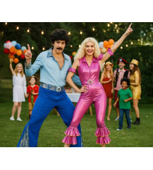 Costum Pink Diva pentru femei, Salopeta Roz cu Curea Marimea S