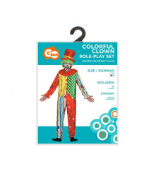 Costum Clovn Colorat pentru Adulti, Salopeta si Palarie Marimea 56