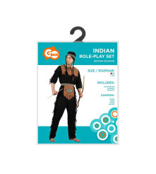Costum Indian pentru Adulti Bluza Pantaloni Bentita si Curea, Marimea 52