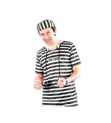 Costum Prizonier pentru Adulti cu Bluza, Pantaloni si Sapca Marime Universala