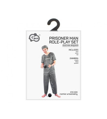 Costum Prizonier pentru Adulti cu Bluza, Pantaloni si Sapca Marime Universala