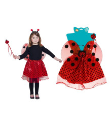 Costum Buburuza Copii 3-6 Ani, Fusta, Aripi, Bagheta si Bentita
