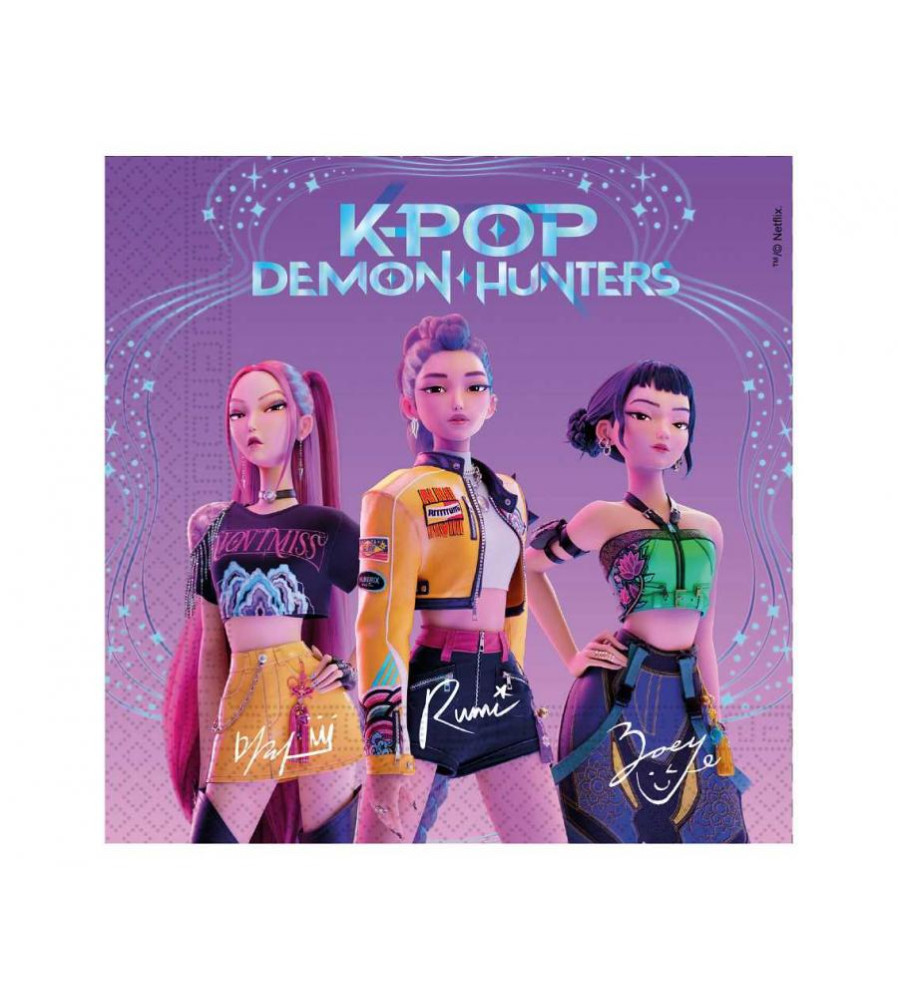 Set 20 Servetele din Hartie model K-POP Demon Hunters 33 x 33 cm