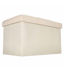 Taburet Pliabil cu Spatiu Depozitare, Bej 49x31x29 cm