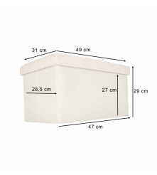 Taburet Pliabil cu Spatiu Depozitare, Bej 49x31x29 cm
