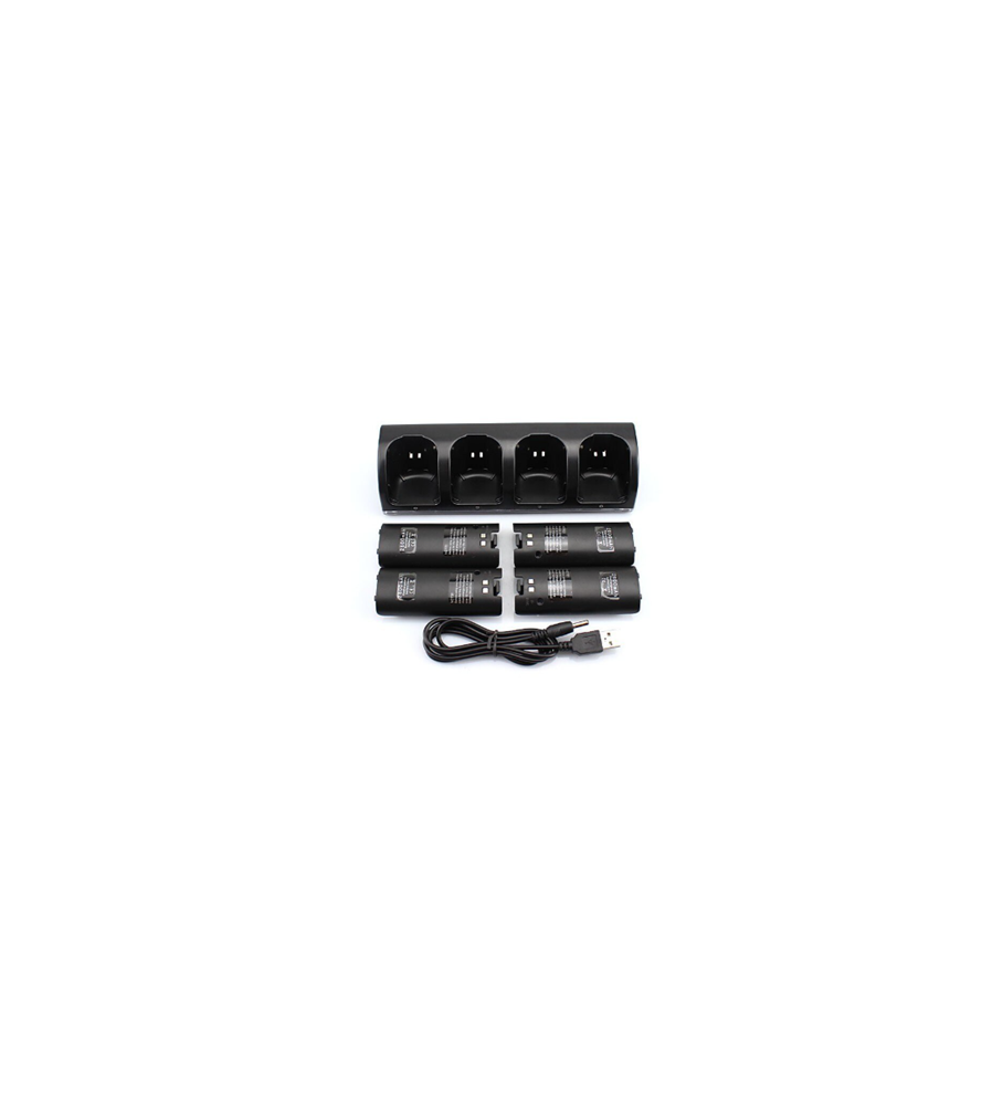 Statie de Incarcare USB pentru 4 Controlere Wii cu 4 Baterii 2800mAh Negru