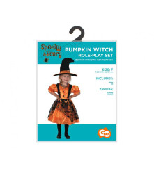 Costum carnaval Vrajitoare Dovleac pentru Copii, 92/104 cm (2-4 ani)