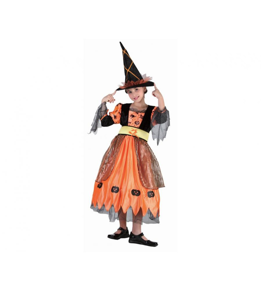 Costum Vrajitoare Dovleac pentru Copii, Marime 120/130 cm (7-8 ani)