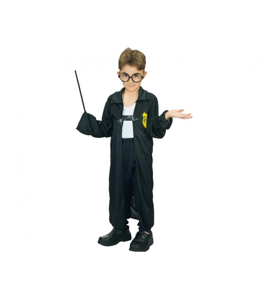 Costum Magician pentru Copii cu Roba Neagra, Marime 130/140 cm (9-10 ani)