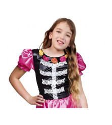 Costum schelet colorat pentru fete, Marime 130/140 cm (9-10 ani)