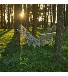 Hamac de Gradina Boho cu Franjuri 200x100 cm 150 kg Gri