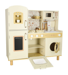 Bucatarie din Lemn pentru Copii cu Robinet, Sunete si Lumini Bej 90 cm