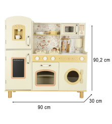Bucatarie din Lemn pentru Copii cu Robinet, Sunete si Lumini Bej 90 cm