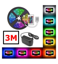 Banda LED RGB IP20 SMD3528, 60 LED-uri/m, cu adaptor si controler RGB