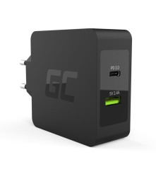 Incarcator Retea Green Cell USB-C 45W Power Delivery cu Cablu USB-C 2m Negru